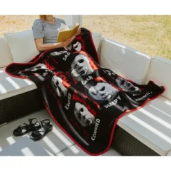 Silver Buffalo Halloween II "The Faces Of Michael Myers" Raschel Throw Blanket | 45 X 60 Inches -Bedding Discount Store GUEST c8cdff4f d1f5 444a 99e0 dda6da5348ab