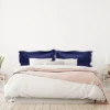 2 Pcs King Size Silk Satin Silky Sateen Pillowcase Navy - PiccoCasa