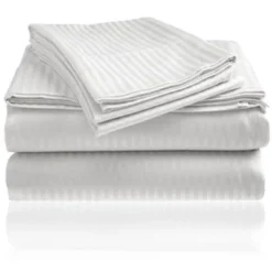 Embossed 1800 Series Wrinkle Resistant Stripe All Season Bed Sheet Set White By Plazatex 5 Embossed 1800 Series Wrinkle Resistant Stripe All Season Bed Sheet Set White By Plazatex -Bedding Discount Store GUEST cf613d86 8545 4ba5 9f1c 97cc64ae43d2