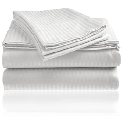 Embossed 1800 Series Wrinkle Resistant Stripe All Season Bed Sheet Set White By Plazatex 3 Embossed 1800 Series Wrinkle Resistant Stripe All Season Bed Sheet Set White By Plazatex - Image 3