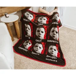 Silver Buffalo Halloween II "The Faces Of Michael Myers" Raschel Throw Blanket | 45 X 60 Inches -Bedding Discount Store GUEST d151dfee 8f31 4327 98ab 88c70da2883a