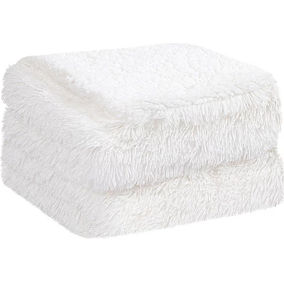 PiccoCasa Luxury Soft Fluffy Shaggy Faux Fur Bed Blanket 1 Pc 1 PiccoCasa Luxury Soft Fluffy Shaggy Faux Fur Bed Blanket 1 Pc