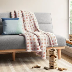 Novelty Recycled Printed Seashells Coral Plush Throw Blanket