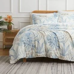 Southshore Fine Living Tropic Leaf Blue Oversized Reversible Ultra-soft Duvet Cover Set With Shams -Bedding Discount Store GUEST d5b90a39 daa8 427e b488 dd036b89860e