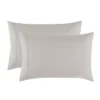 Badgley Mischka King 300TC Tencel Pillowcase Pair Griege: Cotton Faux Silk, Machine Washable, Envelope Closure