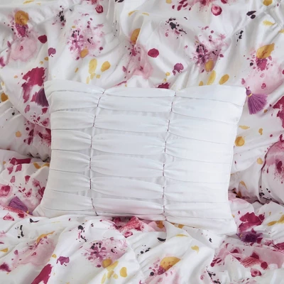 Penelope Floral Printed Ruched Comforter Set Pink 8 Penelope Floral Printed Ruched Comforter Set Pink - Image 8