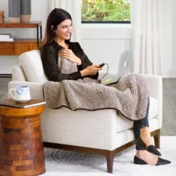 Heated Blanket 2-Pack - USB-Powered Fleece Throw Blankets For Travel, Home, Office, Or Camping - Winter Car Accessories By Stalwart (Gray) -Bedding Discount Store GUEST d7befdde 4cc4 4d54 a342 c8ad75ce920e