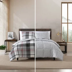 Eddie Bauer Normandy Plaid Duvet Set Black