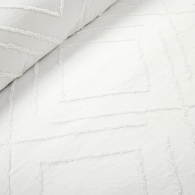 3pc Diamond Clip Jacquard Duvet Cover Set White - Lush Décor 2 3pc Diamond Clip Jacquard Duvet Cover Set White - Lush Décor - Image 2