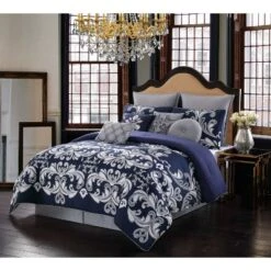 Dolce Comforter Set Navy/Silver - Style 212 -Bedding Discount Store GUEST db3b4b8a 16ee 49eb b58f 180feff3351d