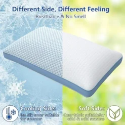 Dyonery Memory Foam Bed Pillow, Adjustable Cooling Pillow, Luxurious Gel Bed Pillow Supports Fluffy Pillows And Washable Pillowcases, Blue