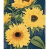 Manual Woodworks And Weavers Farmhouse Sunflower Throw Blanket – Blue Woven Tapestry With Zigzag Floral Pattern