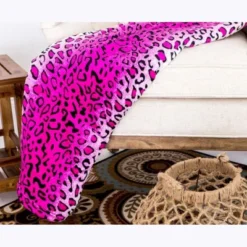 Home Mart Goods King Size Super Soft Micro Plush Flannel Bed Pink Leopard Skin Print Blanket