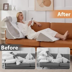 Dyonery 4PCS Wedge Pillow Set For After Surgery, For Back Pain Relief, Recovery, Acid Reflux, Snoring, Body Pillow, Leg, Shoulder Support, White/Grey -Bedding Discount Store GUEST def397bc 5715 489f 92b8 92f27fabba1c