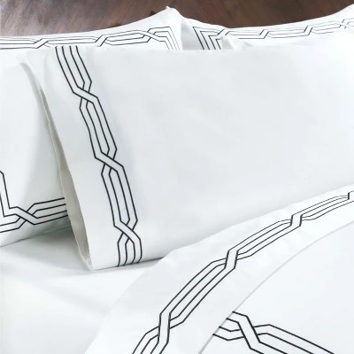 Luxury 1200 Thread Count Premium Cotton Geometric Scroll Embroidered 4 Piece Bed Sheet Set By Blue Nile Mills 4 Luxury 1200 Thread Count Premium Cotton Geometric Scroll Embroidered 4 Piece Bed Sheet Set By Blue Nile Mills - Image 4