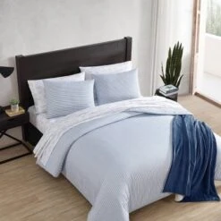 Eddie Bauer Ticking Stripe Duvet Set Navy Blue -Bedding Discount Store GUEST e071d786 761b 483b 8762 4675889c416e
