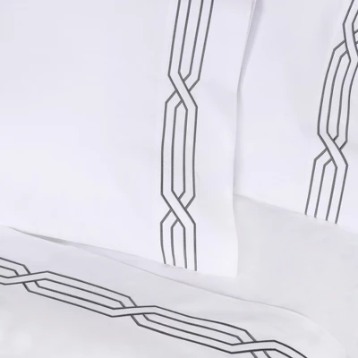 Luxury 1200 Thread Count Premium Cotton Geometric Scroll Embroidered 4 Piece Bed Sheet Set By Blue Nile Mills 3 Luxury 1200 Thread Count Premium Cotton Geometric Scroll Embroidered 4 Piece Bed Sheet Set By Blue Nile Mills - Image 3