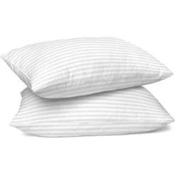 Lux Decor Collection Cotton Bed Pillows Set Of 2 Grey Stripes, White -Bedding Discount Store GUEST e66e12ac 50e4 4043 8160 a8c6e85e91af