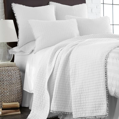 Pom Pom White Euro Sham - Levtex Home 2 Pom Pom White Euro Sham - Levtex Home - Image 2