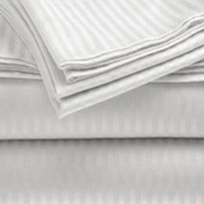 Embossed 1800 Series Wrinkle Resistant Stripe All Season Bed Sheet Set White By Plazatex 2 Embossed 1800 Series Wrinkle Resistant Stripe All Season Bed Sheet Set White By Plazatex - Image 2