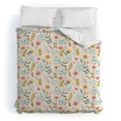 Ditsy Floral Field Pimlada Phuapradit Duvet Cover Set Pink/Yellow/Green - Deny Designs -Bedding Discount Store GUEST eaa3d3da 7caf 4b16 b60c 8dcd99ce6290