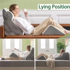 Dyonery 4PCS Wedge Pillow Set For After Surgery, For Back Pain Relief, Recovery, Acid Reflux, Snoring, Body Pillow, Leg, Shoulder Support, White/Grey -Bedding Discount Store GUEST f09d6cdf 85bf 4a7c a7ea 48cbe2f7f2dd