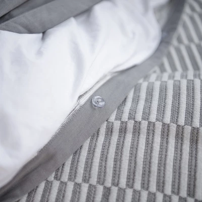100% Cotton Textured Stripe Duvet Cover | BOKSER HOME 4 100% Cotton Textured Stripe Duvet Cover | BOKSER HOME - Image 4