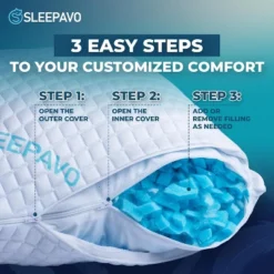 Sleepavo Adjustable Shredded Memory Foam Pillows Queen Size Set Of 2 - Extra Soft Cooling Bed Pillows For Sleeping - Comfy Cool - 2 Pack Pillow -Bedding Discount Store GUEST f114ec3c 5a53 4943 9db8 d9cf3d4f61a0