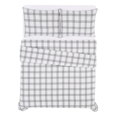 Plaid Flannel Duvet Set - London Fog 3 Plaid Flannel Duvet Set - London Fog - Image 3