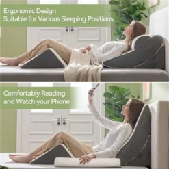 Dyonery 4PCS Wedge Pillow Set For After Surgery, For Back Pain Relief, Recovery, Acid Reflux, Snoring, Body Pillow, Leg, Shoulder Support, White/Grey -Bedding Discount Store GUEST f85dd4d8 3d73 4f8e b5b2 dab1cba7ad14