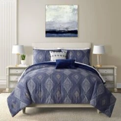 Geo Comforter Set Navy Blue - Lanwood Home