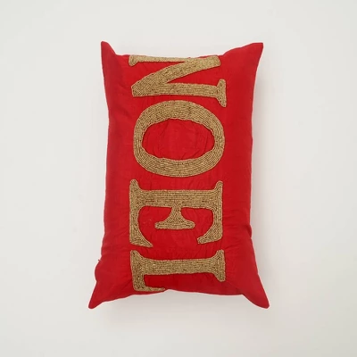 SEVOBAL Bed Pillows Uniquely Handcrafted Noel Themed Beaded Pillow Perfect For Elevating Holiday Home Decor, Cozy Gift For The Season, Red, 24"*16"*2" 2 SEVOBAL Bed Pillows Uniquely Handcrafted Noel Themed Beaded Pillow Perfect For Elevating Holiday Home Decor, Cozy Gift For The Season, Red, 24"*16"*2" - Image 2